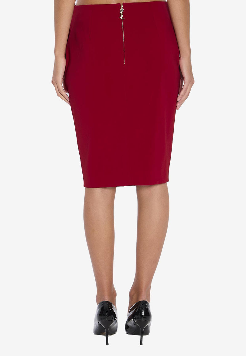 Saint Laurent Pencil Midi Skirt Red 852654-Y5J19-6054