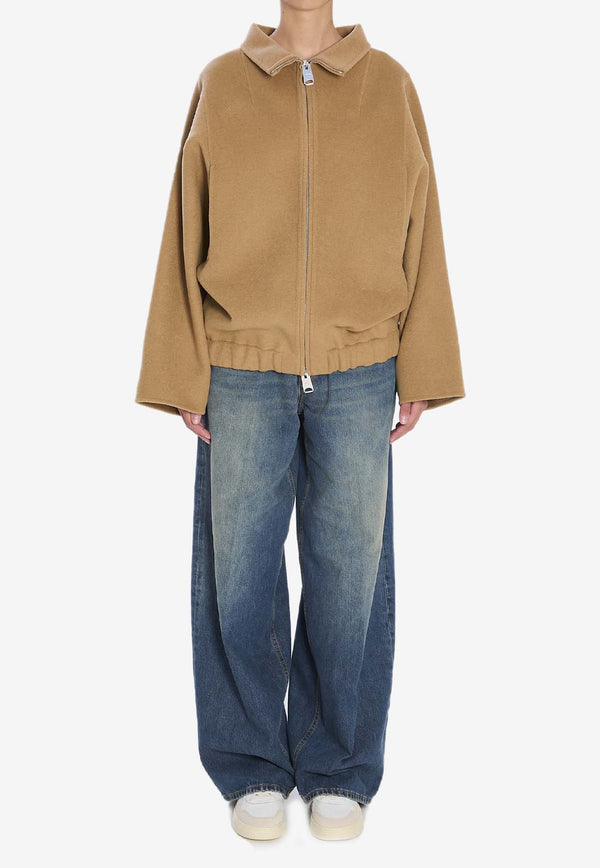 Khaite Garret Wool Zip-Up Jacket Camel 6182547--910