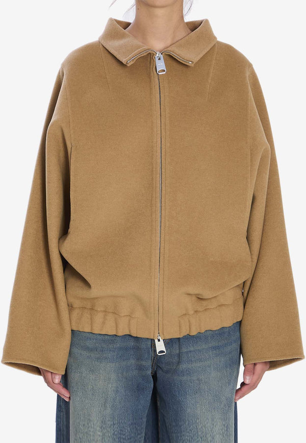 Khaite Garret Wool Zip-Up Jacket Camel 6182547--910