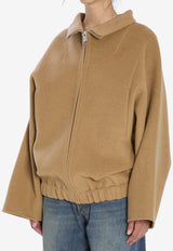 Khaite Garret Wool Zip-Up Jacket Camel 6182547--910