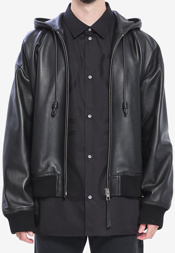 Loewe Zip-Up Nappa Leather Bomber Jacket Black H526Y34L72--1100