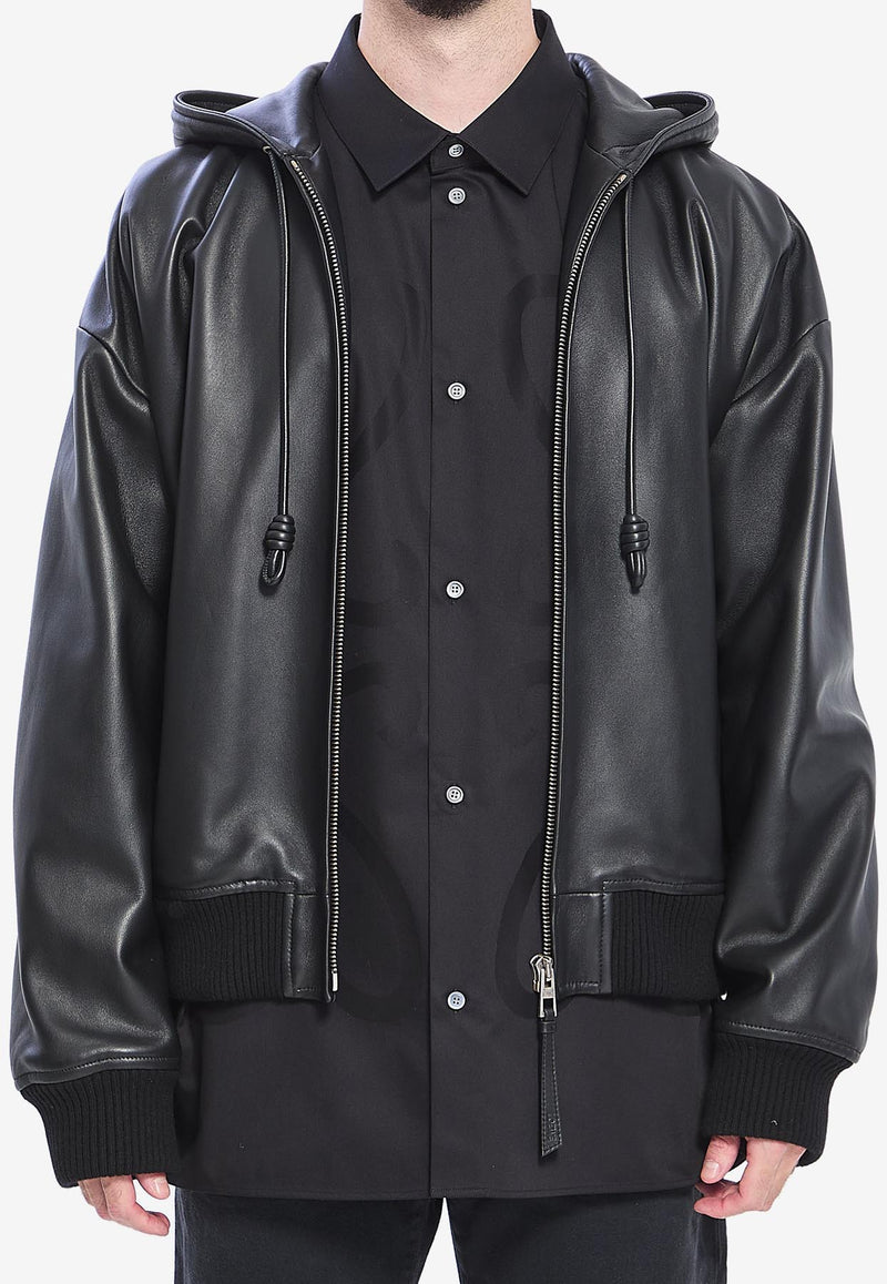 Loewe Zip-Up Nappa Leather Bomber Jacket Black H526Y34L72--1100