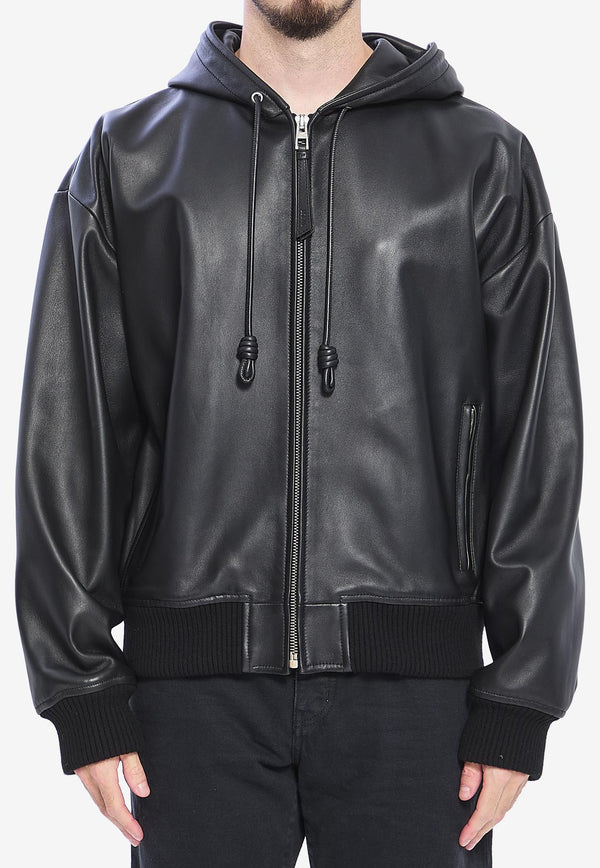Loewe Zip-Up Nappa Leather Bomber Jacket Black H526Y34L72--1100