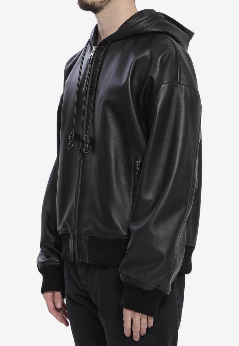 Loewe Zip-Up Nappa Leather Bomber Jacket Black H526Y34L72--1100