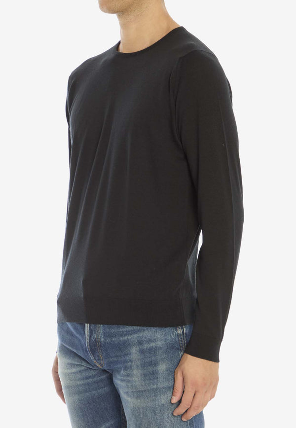 John Smedley Lundy Crewneck Sweater Black LUNDY--BLACK