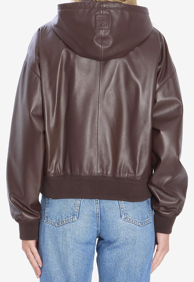 Loewe Flamenco Leather Zip-Up Jacket  Brown S359Y34L75--3270