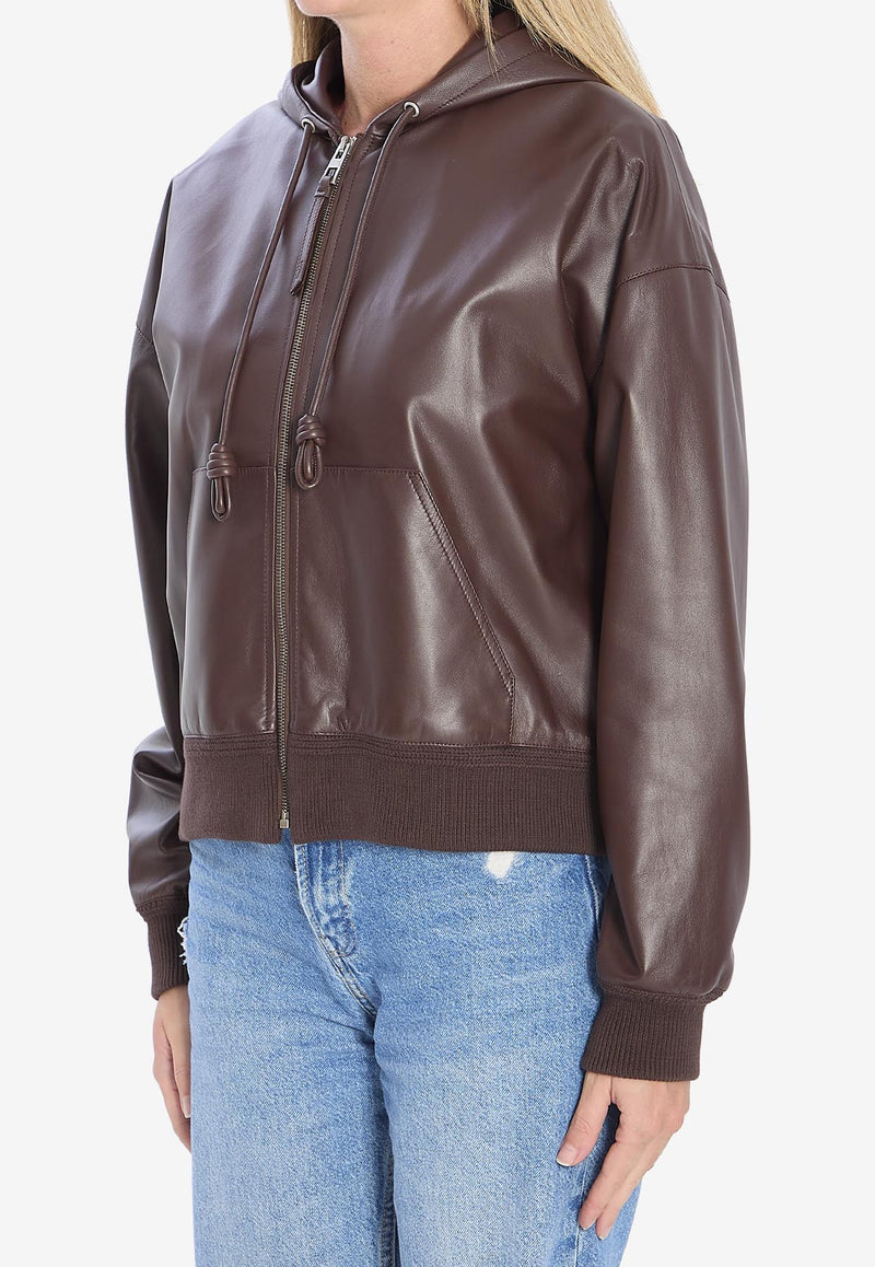 Loewe Flamenco Leather Zip-Up Jacket  Brown S359Y34L75--3270