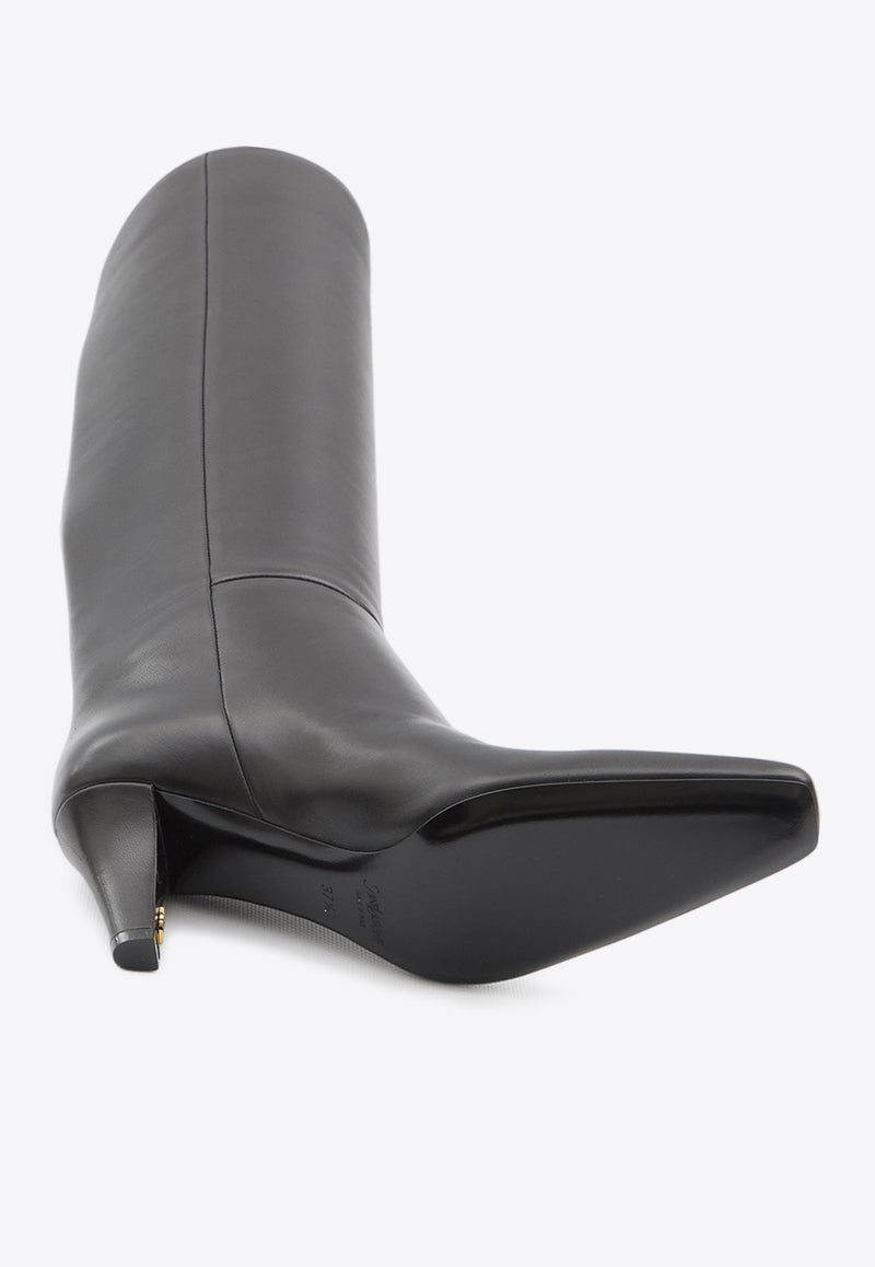 Saint Laurent Jill 75 Leather Knee-High Boots Black 839749-AAE6W-1000
