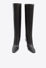 Saint Laurent Jill 75 Leather Knee-High Boots Black 839749-AAE6W-1000