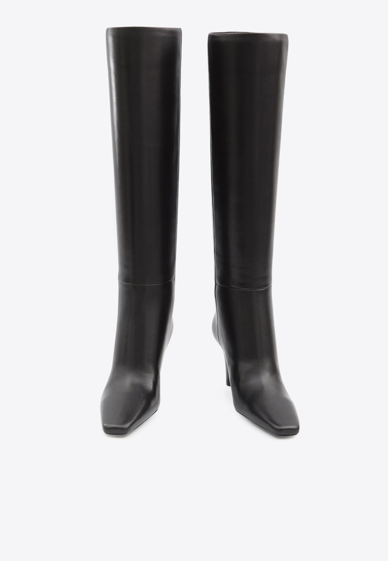 Saint Laurent Jill 75 Leather Knee-High Boots Black 839749-AAE6W-1000