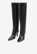 Saint Laurent Jill 75 Leather Knee-High Boots Black 839749-AAE6W-1000