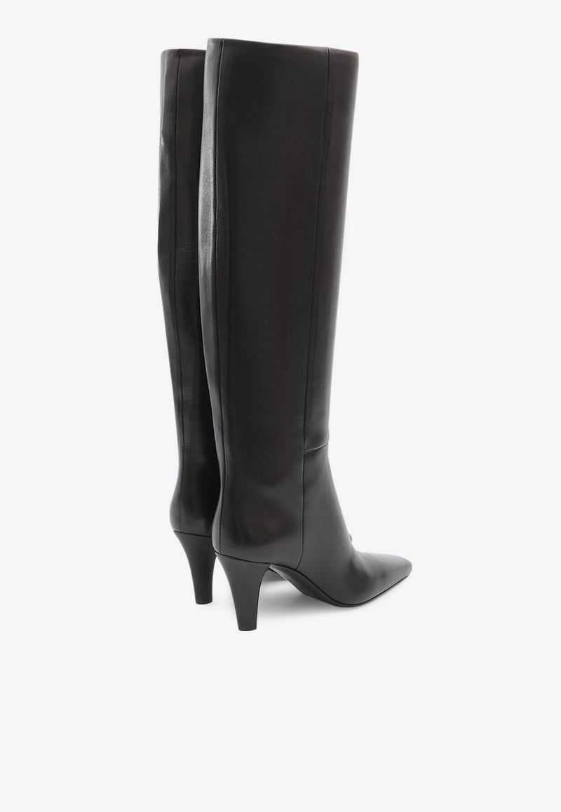 Saint Laurent Jill 75 Leather Knee-High Boots Black 839749-AAE6W-1000
