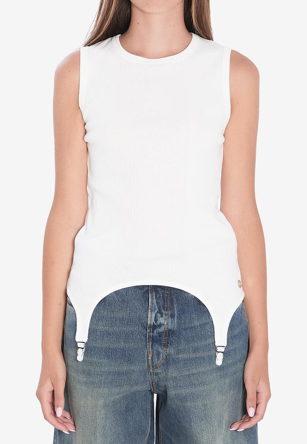 Jean Paul Gaultier Tank Top With Lingerie Garter White W-TO387-J014-01