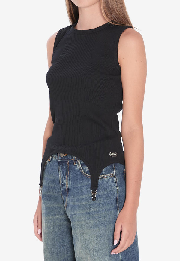 Jean Paul Gaultier Tank Top With Lingerie Garter Black W-TO387-J014-00