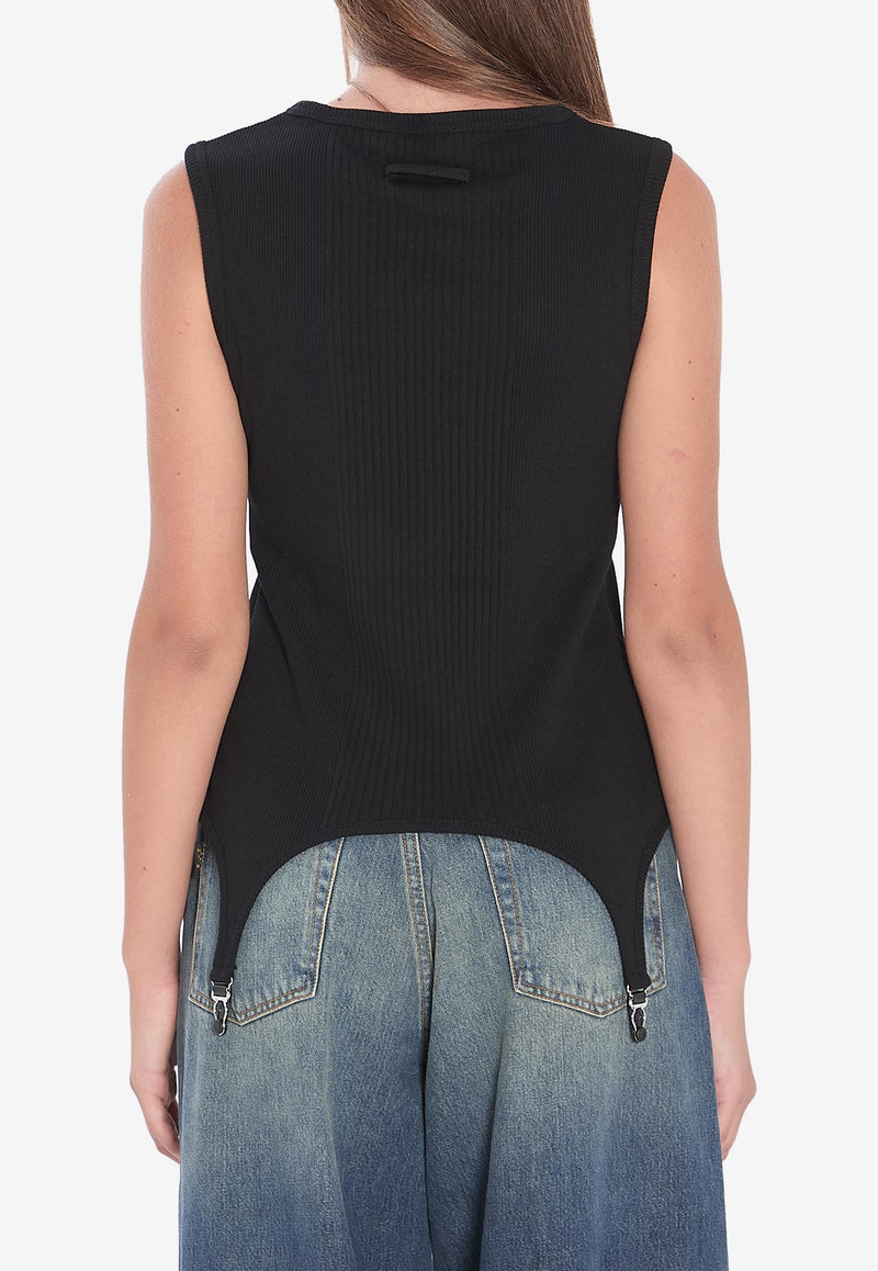 Jean Paul Gaultier Tank Top With Lingerie Garter Black W-TO387-J014-00