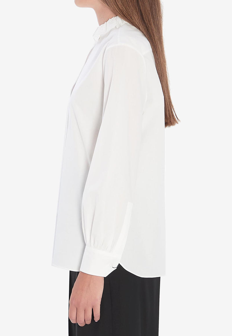 Saint Laurent Pierrot Long-Sleeved Shirt White 842627-Y7K36-9601