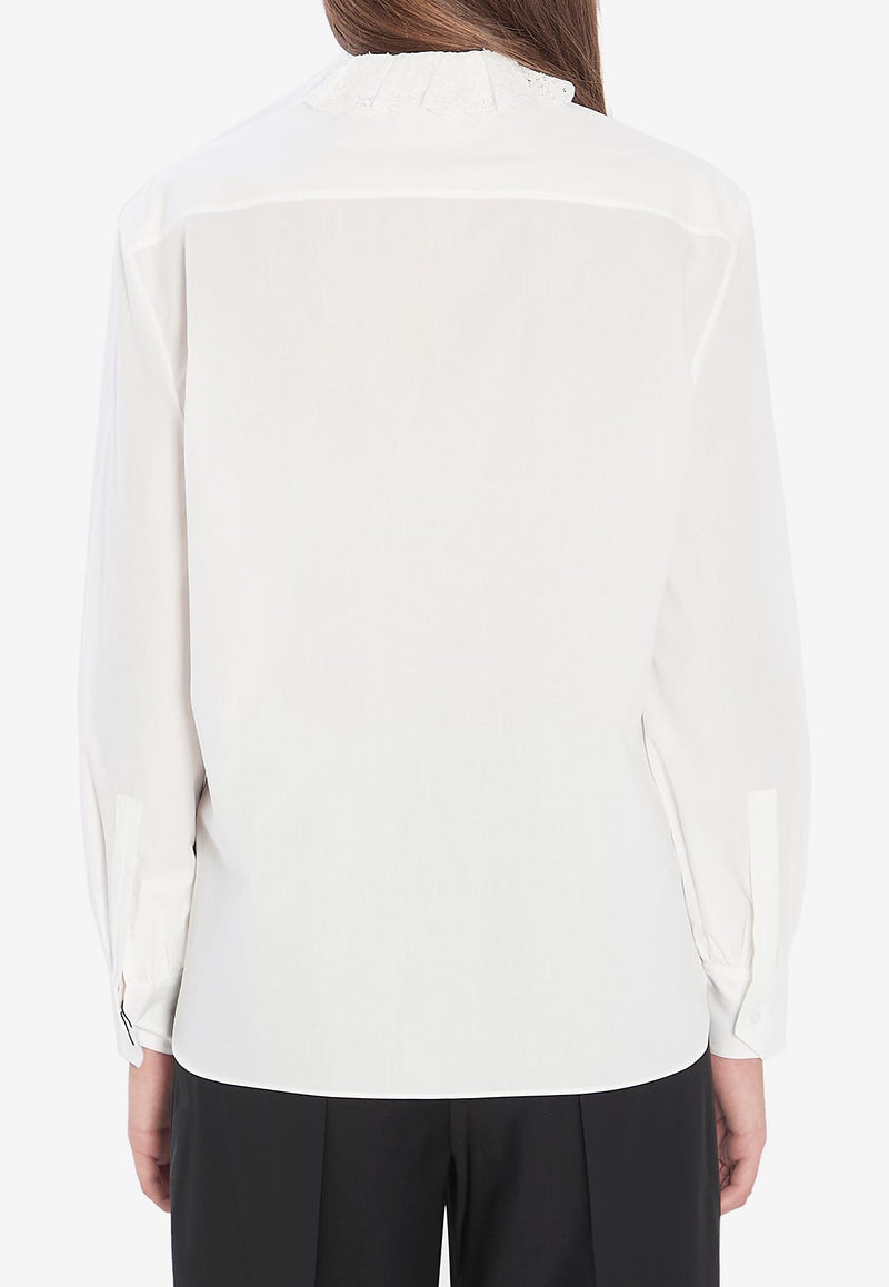 Saint Laurent Pierrot Long-Sleeved Shirt White 842627-Y7K36-9601