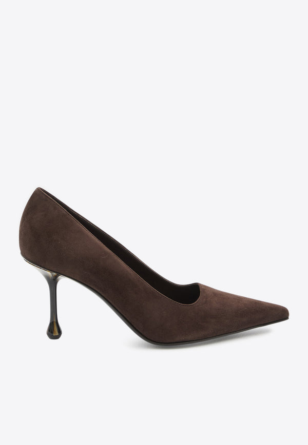 Jimmy Choo Ixia 80 Suede Pumps Brown IXIA80-JRS-CHOCOLATE