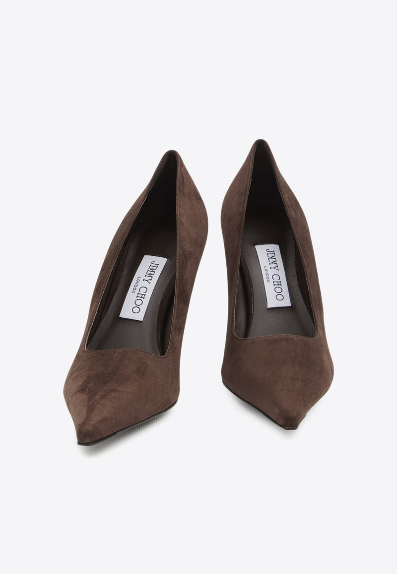 Jimmy Choo Ixia 80 Suede Pumps Brown IXIA80-JRS-CHOCOLATE