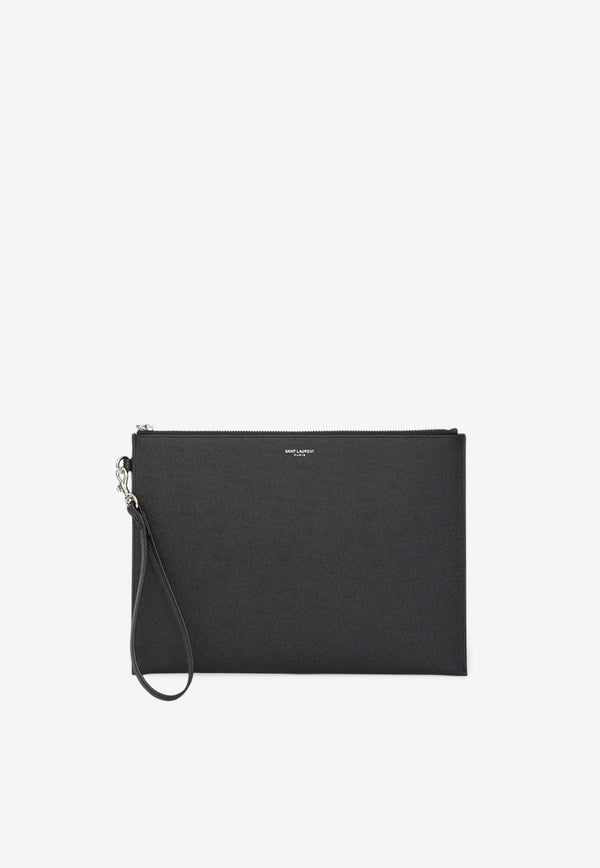 Saint Laurent Grained Leather Tablet Holder  Black 683865-BTY0N-1000