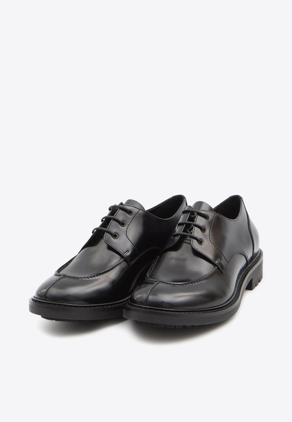 Saint Laurent Lino Calf Leather Derby Shoes Black 838195-AAEHH-1000