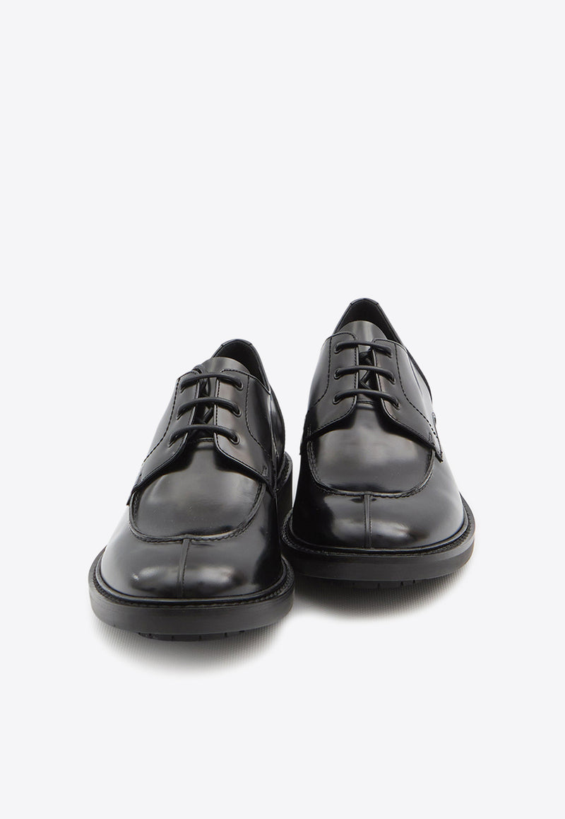 Saint Laurent Lino Calf Leather Derby Shoes Black 838195-AAEHH-1000