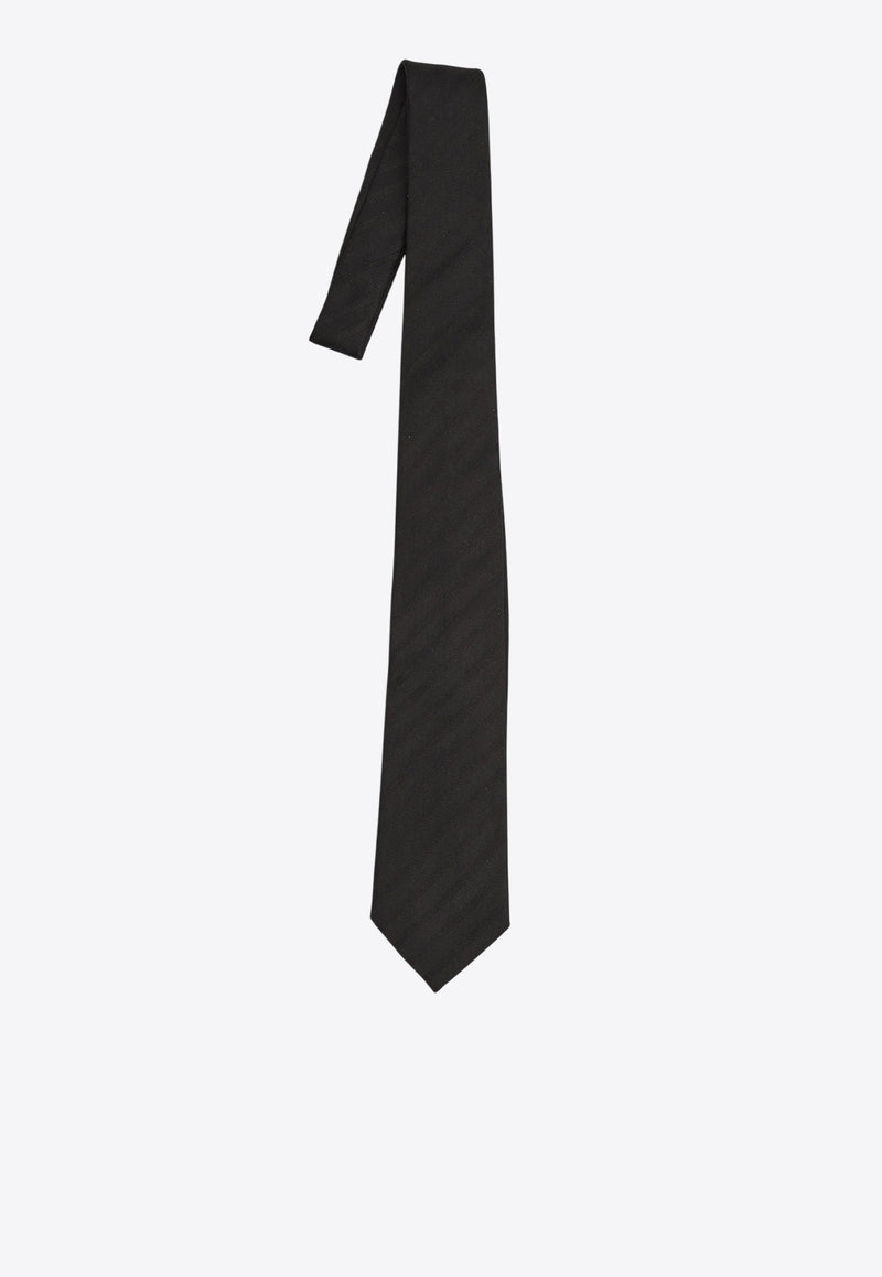 Saint Laurent Striped Silk Tie Black 824977-3Y009-1000