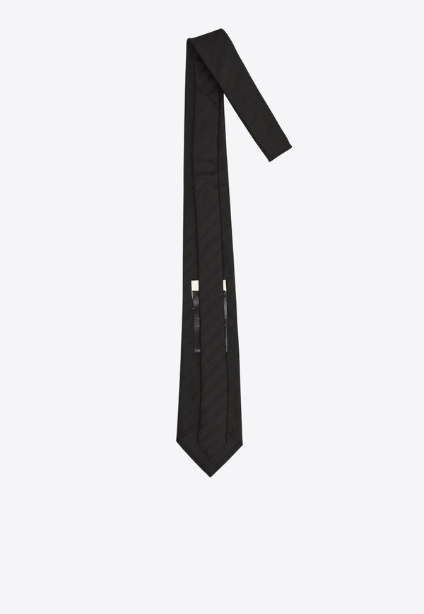 Saint Laurent Striped Silk Tie Black 824977-3Y009-1000