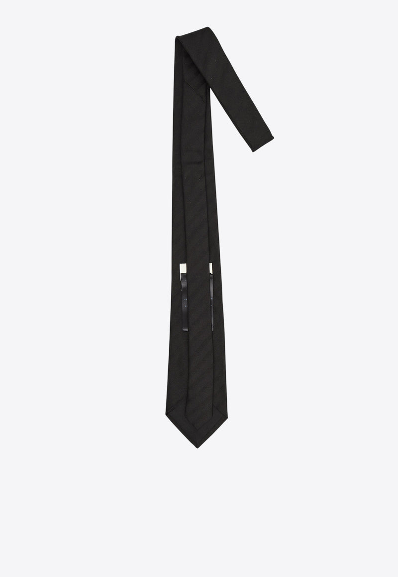 Saint Laurent Striped Silk Tie Black 824977-3Y009-1000