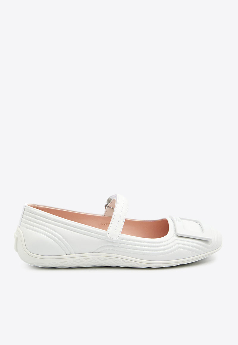 Roger Vivier Viv' Low Mary-Jane Ballet Flats White RVW79341780-91T-B001