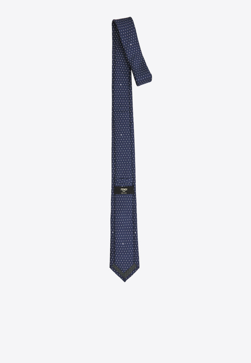Fendi Polka Dot Jacquard Silk Tie Blue FXC023-AYBR-F0QA2