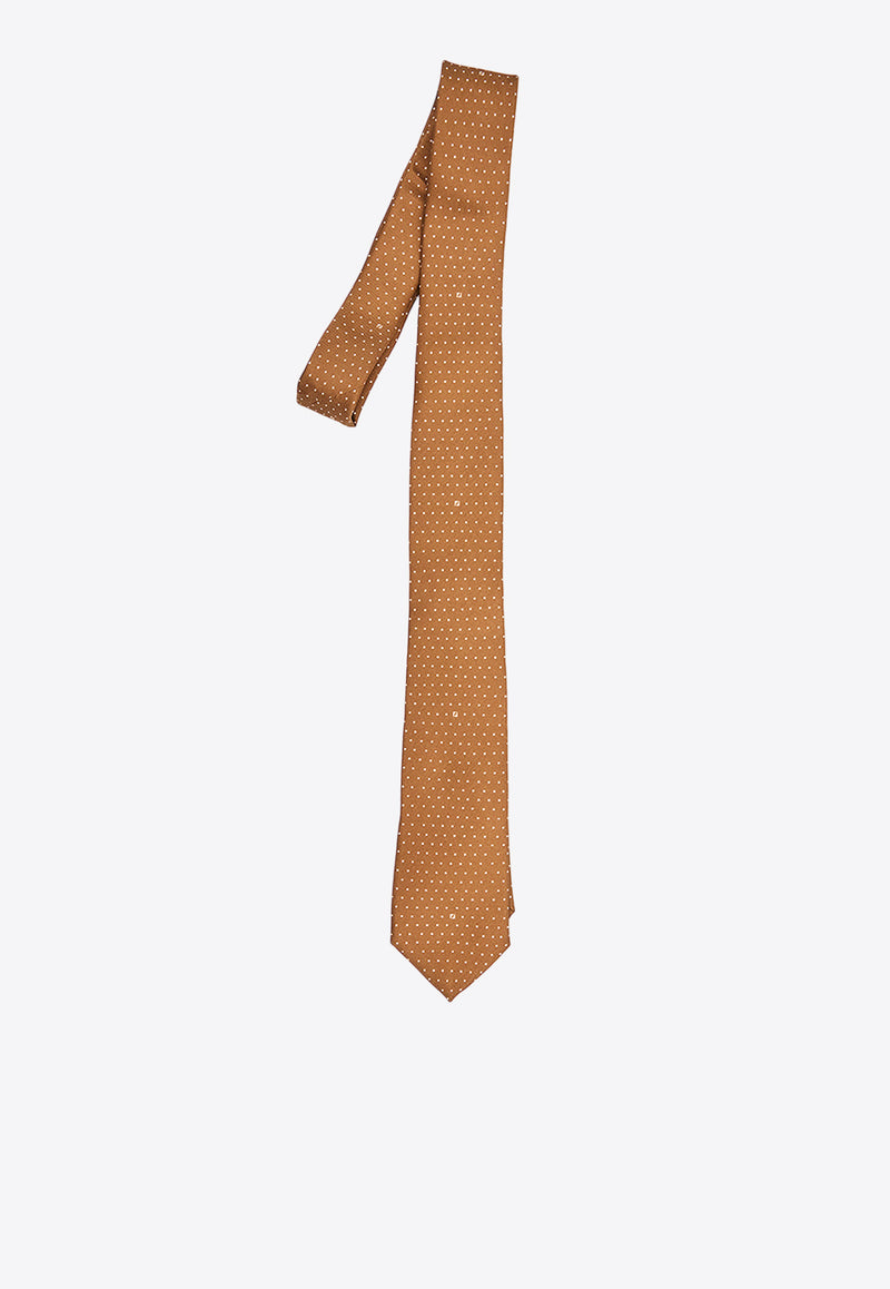 Fendi Polka Dot Jacquard Silk Tie Brown FXC023-AYBR-FITTG