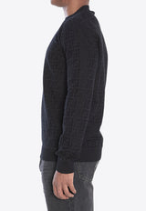 Fendi FF Jacquard Crewneck Sweater Black FZX091-AUW0-F0QA1