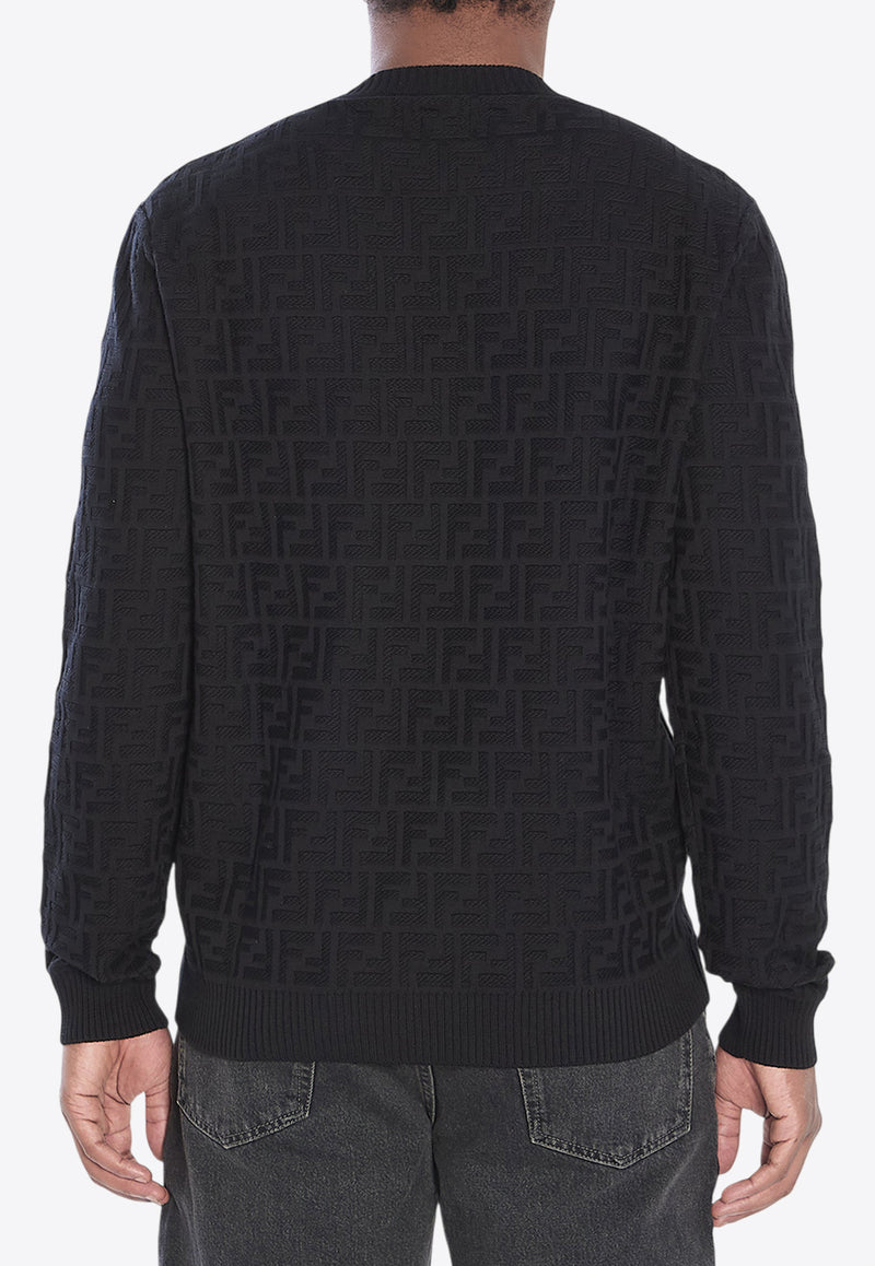 Fendi FF Jacquard Crewneck Sweater Black FZX091-AUW0-F0QA1