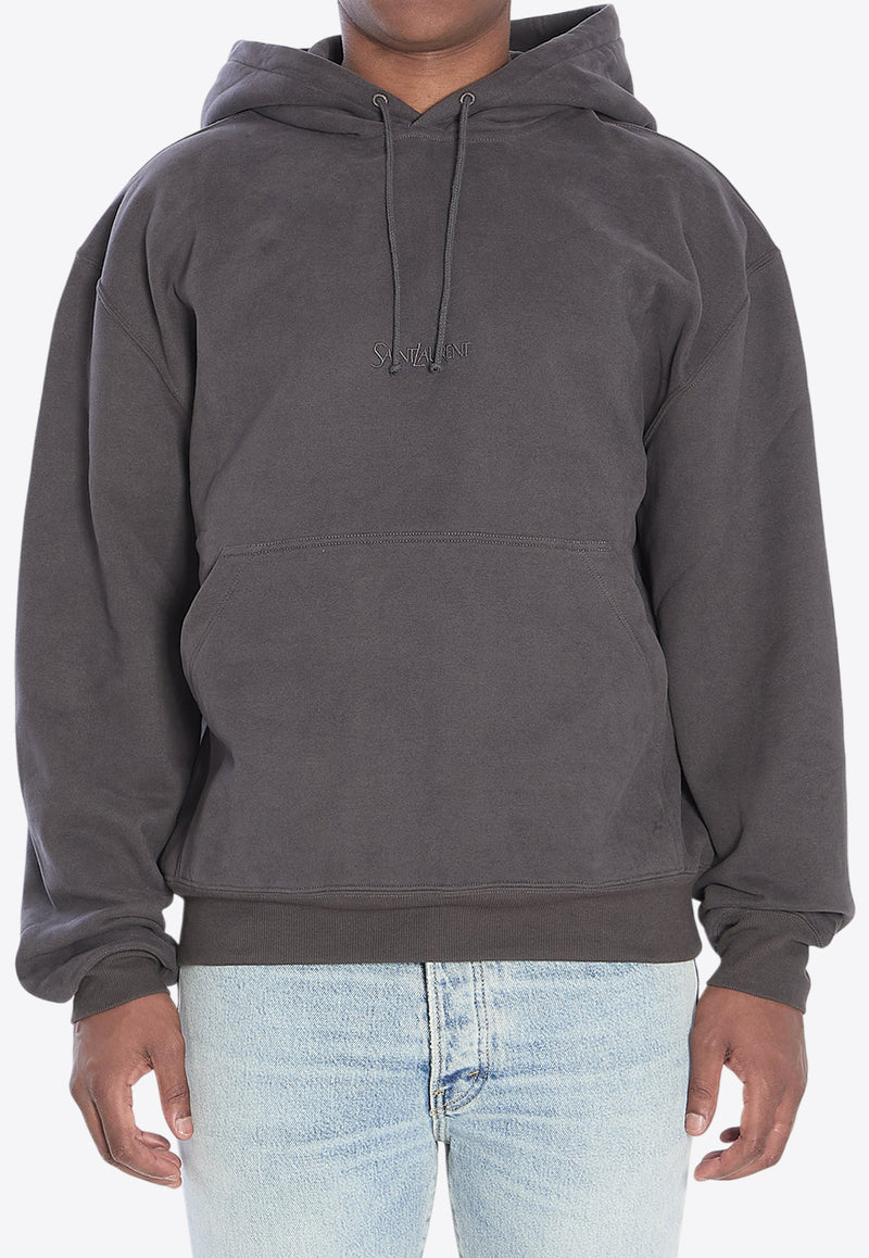 Saint Laurent Logo Hooded Sweatshirt Gray 818538-Y36SW-1467