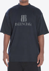 Balenciaga Nano BB Print Faded T-shirt Black 764235-TSVU4-1083