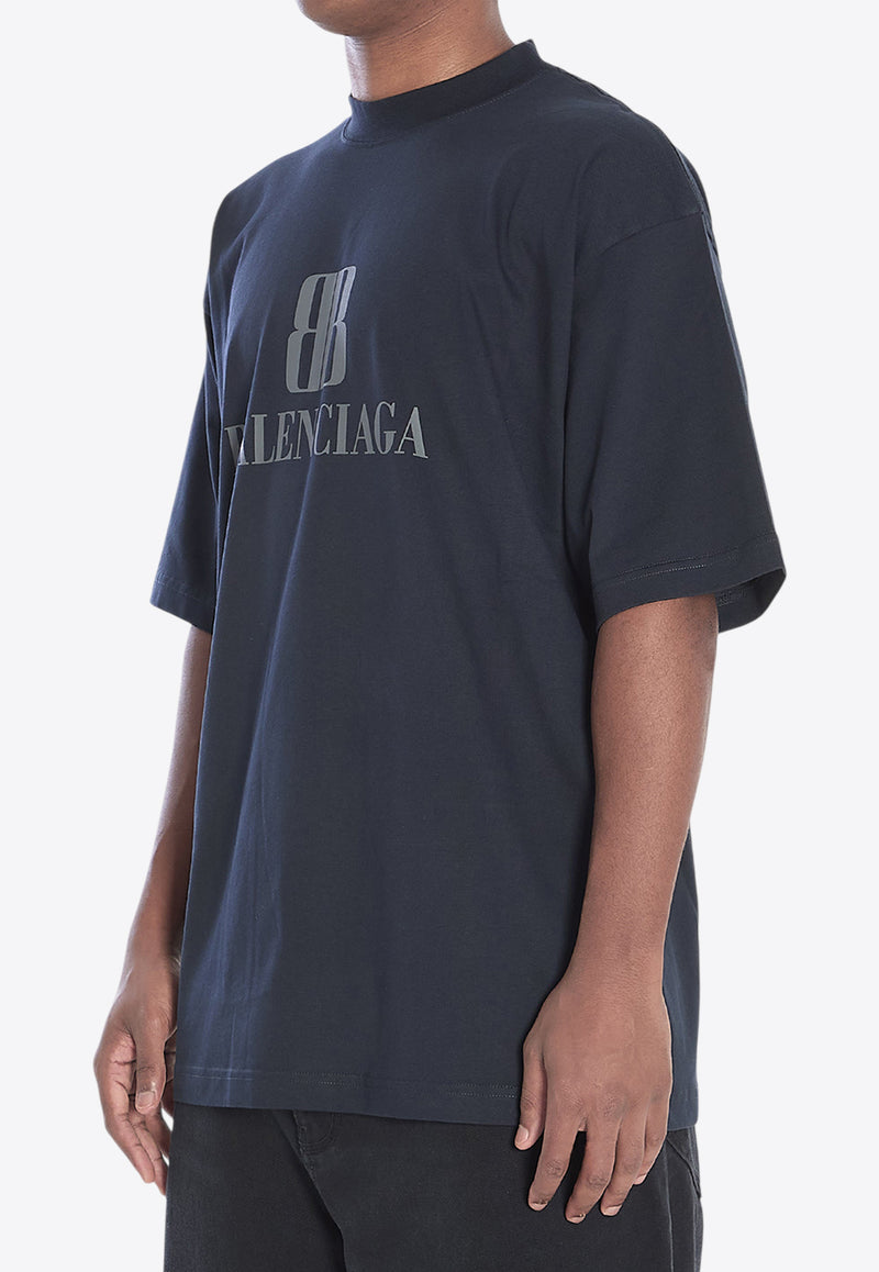 Balenciaga Nano BB Print Faded T-shirt Black 764235-TSVU4-1083