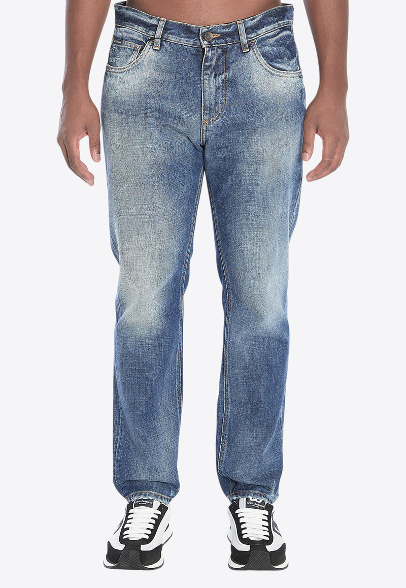 Dolce & Gabbana Logo Tag Distressed Jeans Blue GYJDAD-G8NX2-S9001