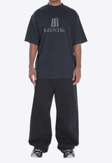 Balenciaga Nano BB Print Faded T-shirt Black 764235-TSVU4-1083