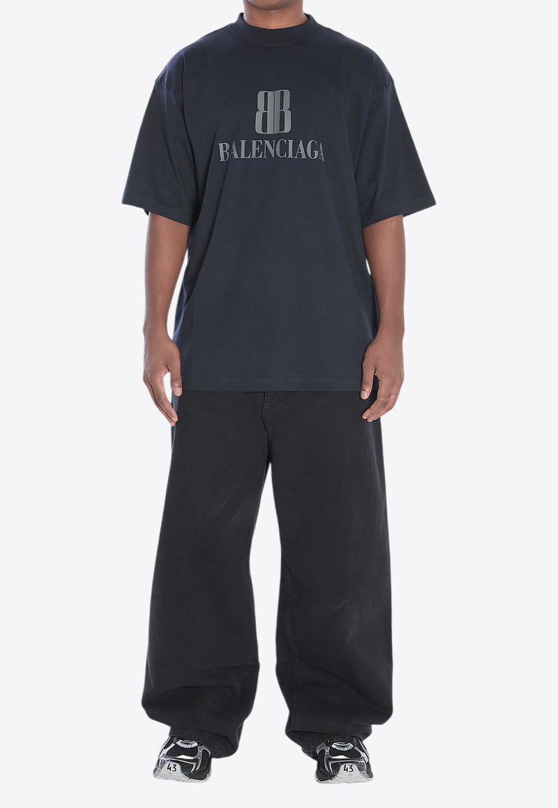 Balenciaga Nano BB Print Faded T-shirt Black 764235-TSVU4-1083