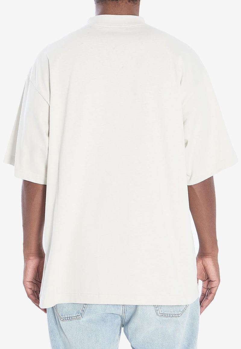 Balenciaga BB Logo Oversized Distressed T-shirt White 764235-TSVU4-9012