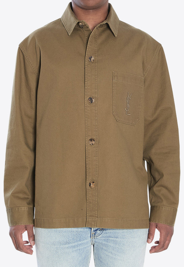 Saint Laurent Cassandre Buttoned Overshirt Green 838697-Y253W-3530