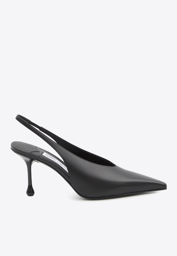 Jimmy Choo Isa 80 Calf Leather Slingback Pumps Black ISA80-CLF-BLACK