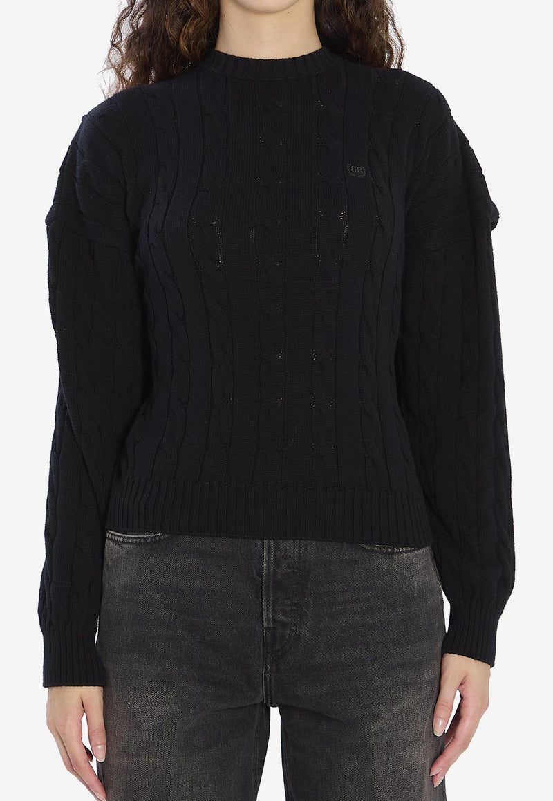 Balenciaga Cable Knit Oversized Sweater Black 834005-T3379-1000