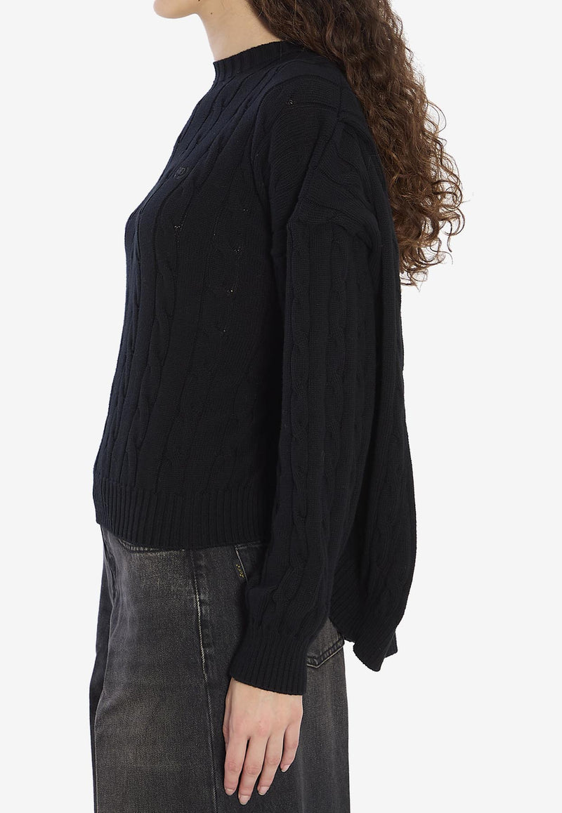Balenciaga Cable Knit Oversized Sweater Black 834005-T3379-1000