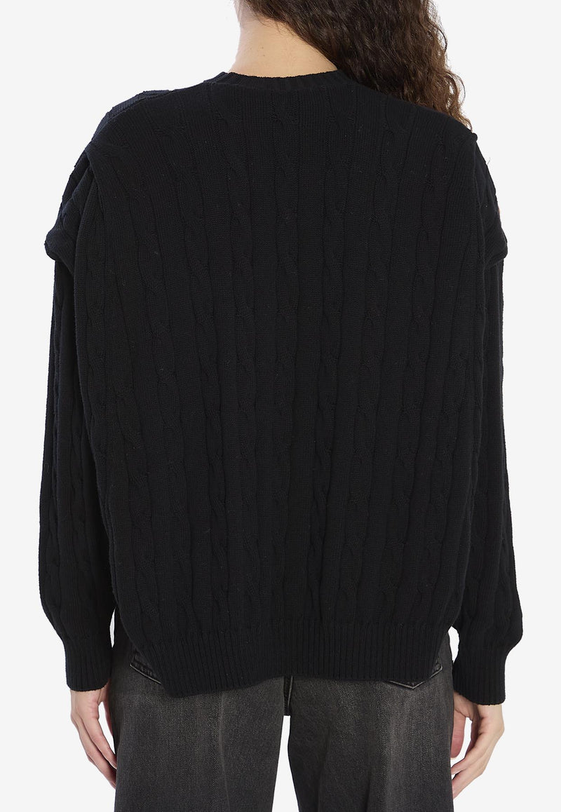 Balenciaga Cable Knit Oversized Sweater Black 834005-T3379-1000