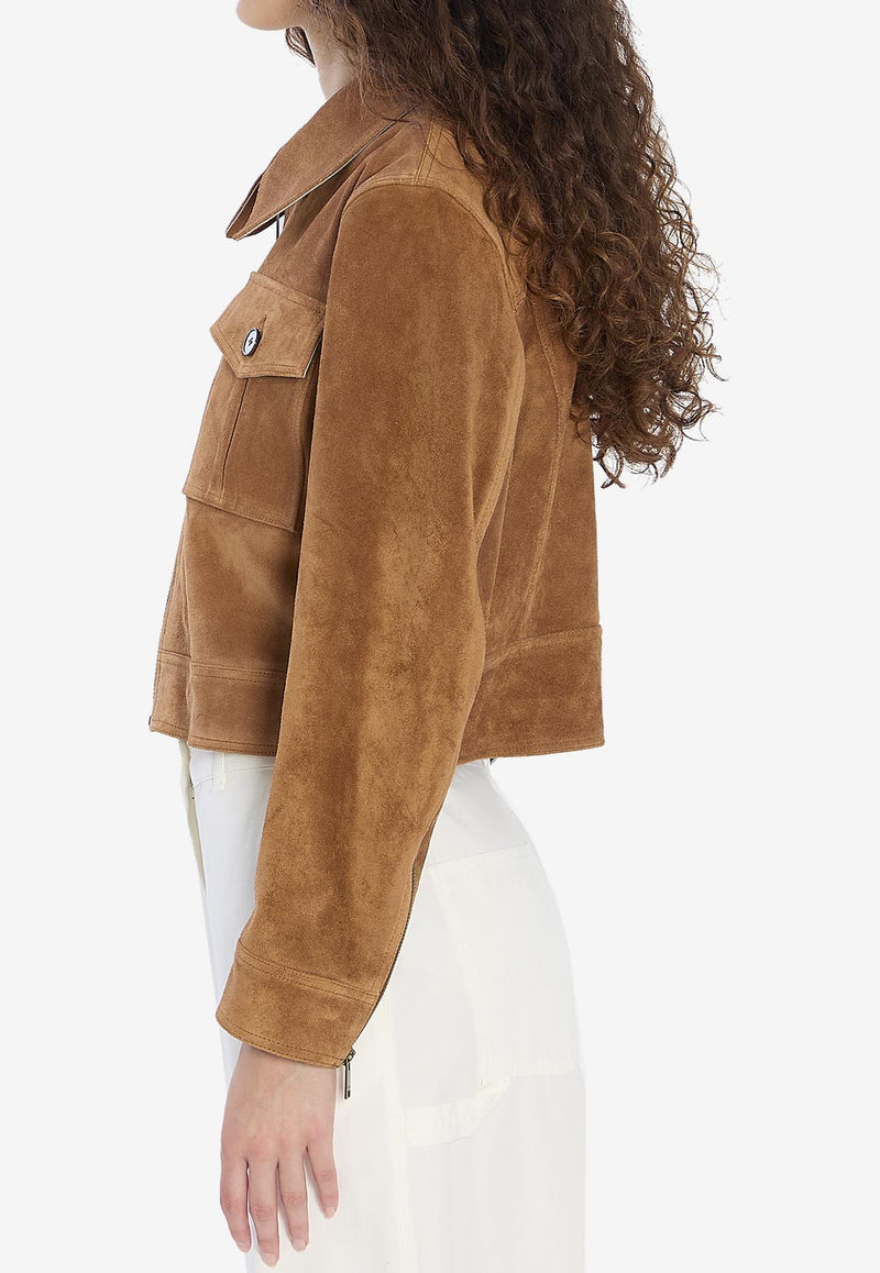 Arma Helen Suede Cropped Jacket Brown 008L256074--WHISKEY