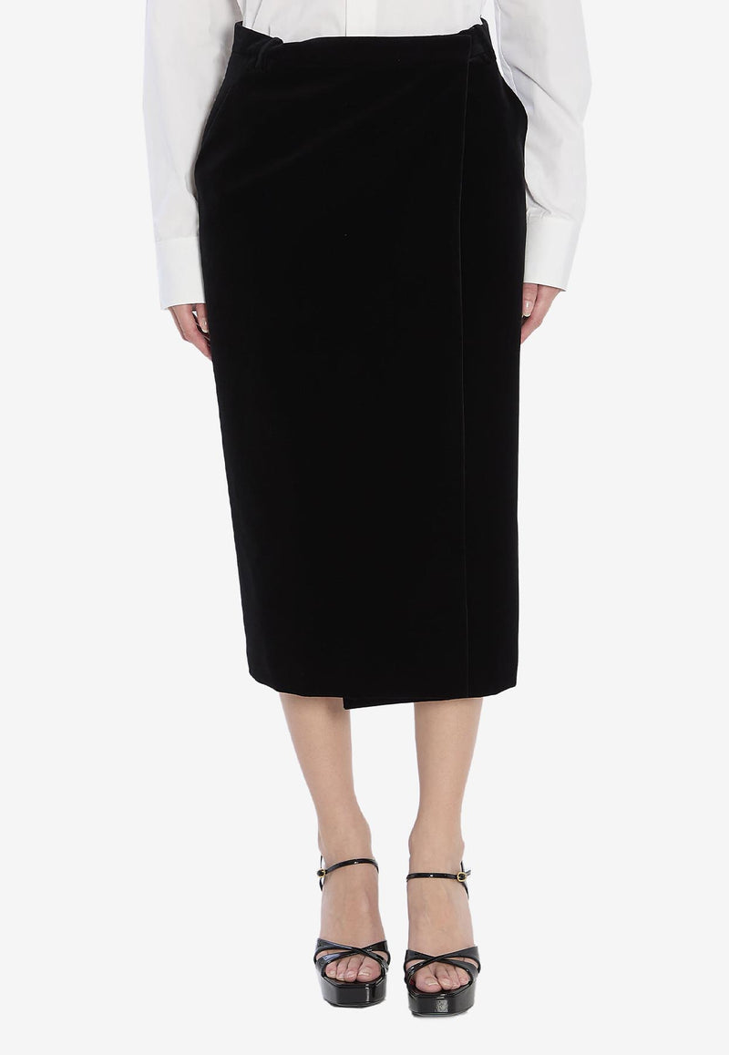 Saint Laurent Wrap Velvet Skirt Black 826769-Y580T-1000