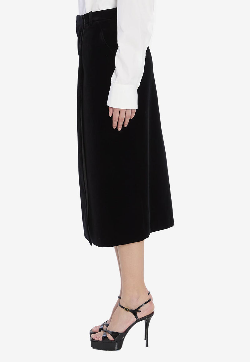 Saint Laurent Wrap Velvet Skirt Black 826769-Y580T-1000