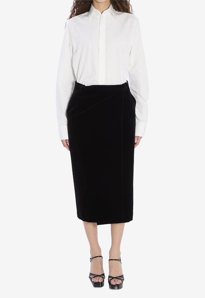 Saint Laurent Wrap Velvet Skirt Black 826769-Y580T-1000